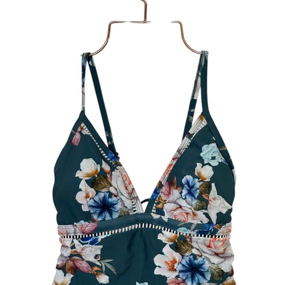 Cupshe Green Floral Lace-Up One Piece Swimsuit Women's Size Medium NEW - Picture 2 of 10